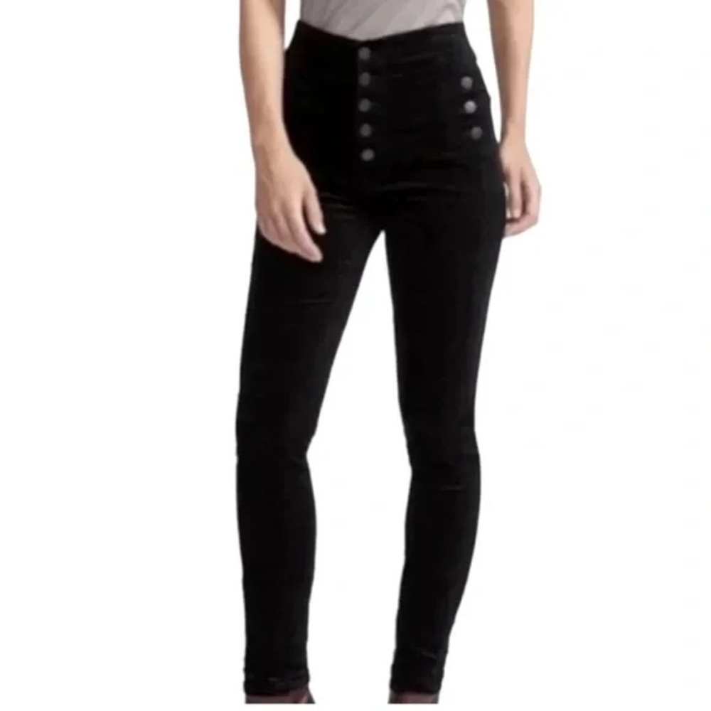 J BRAND Natasha Sky High Skinny Black Velvet Pants Like New, Size 30/31